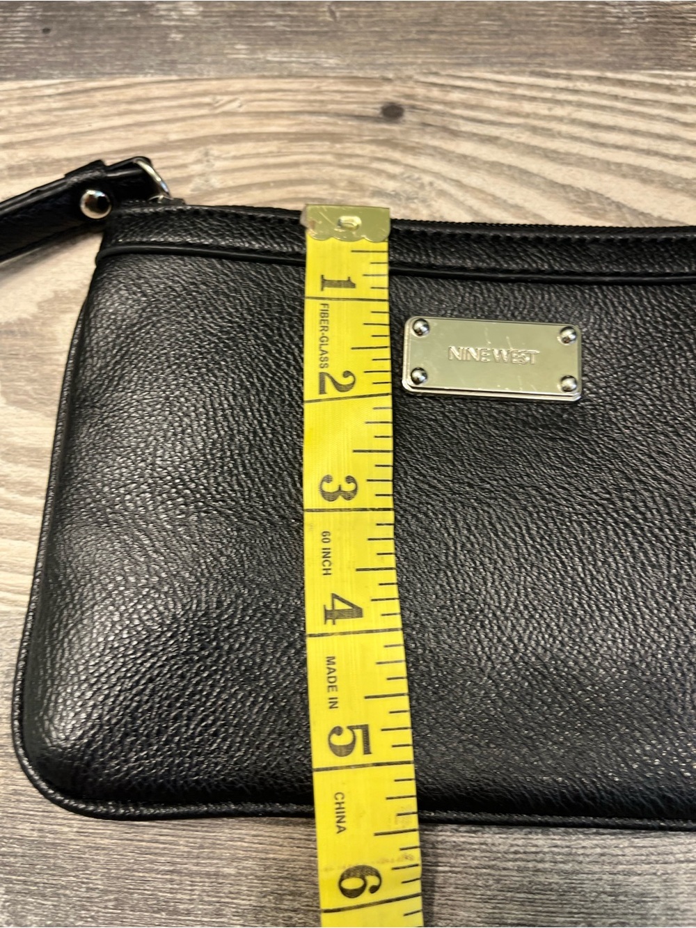 Nine West Black Leather Wristlet Clutch with Logo Plate - Picture 5 of 7